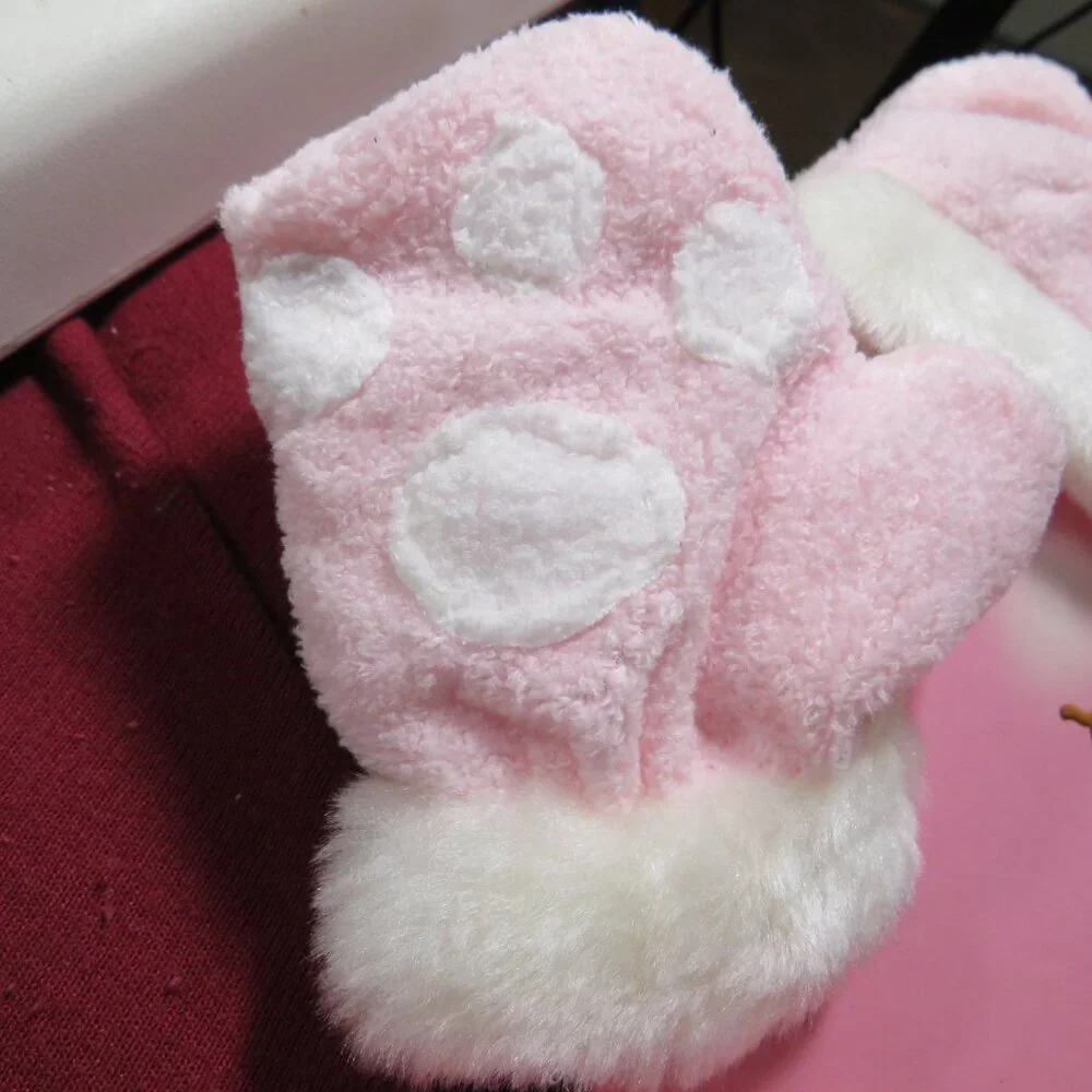Baby Pink & White Bear Hat - cap, shoes & mittens  0-6mts Baby Girl